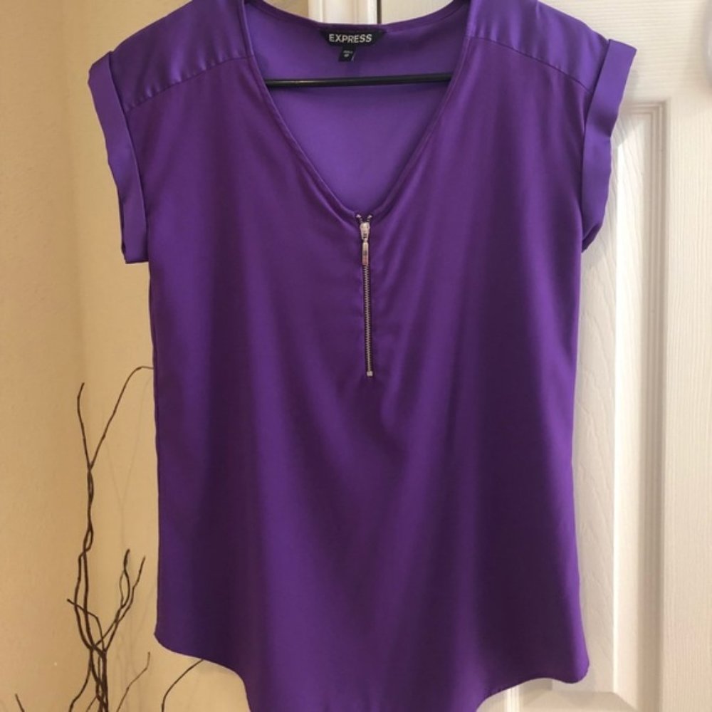 Silky Zip Front Gramercy Tee - Express